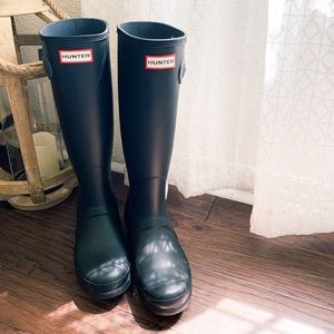 Hunter Rain boots.